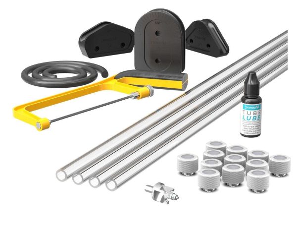 PrimoChill (Complete Kit) 4x 14mm Acrylic/PMMA Tubes, 12x Metrix SX Fitting, Bending Jig/Kit, Cutter and Finishing Bit - Sky White