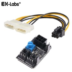 GPU 6Pin Powered PWM 4 Pin Fan Controller Hub 17A High-Power 8 Ports 4Pin CPU Case Cooler 12V Fan Speed Splitter Adapter w/ Dual Molex LP4 to PCIe 6-Pin Splitter Cable, - 2Pin & 3Pin Fan Compatible