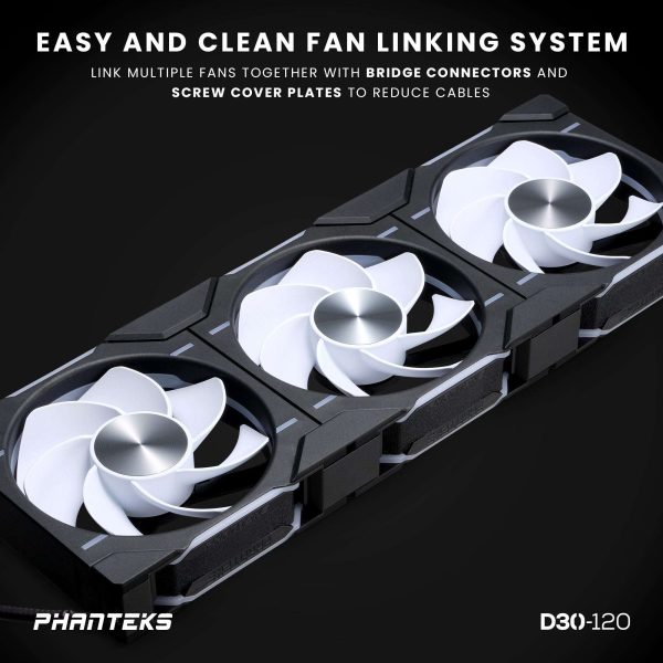 Phanteks D30-120 DRGB PWM FAN 3Pack, Reverse Airflow Model, Premium D-RGB Performance Fans, Halos lighting Effect, ARGB/DRGB lighting, Daisy-chain Fan Linking system, Black, 3Pack