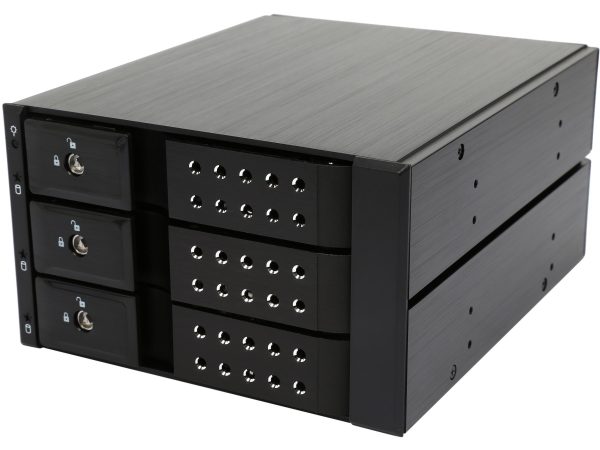 4 Bay Aluminum Trayless Hot Swap Mobile Rack Backplane for 3.5in SAS II/SATA III - 6 Gbps HDD - 2 x 5.25in,3-Bay (3.5in SATA/SAS)