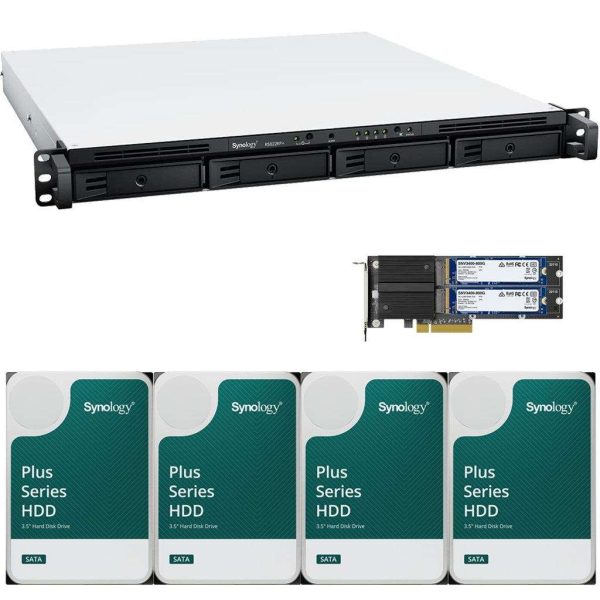 Synology RS822RP+ AMD Ryzen V1500B 4-Bay NAS 2GB RAM, 1.6TB (2x800GB) Cache, 16TB (4 x 4TB) of Synology Plus NAS Drives Fully Assembled and Tested By CustomTechSales