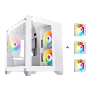 DIYPC Micro ATX Tower Black - ARGB-Q3 V2 (White)