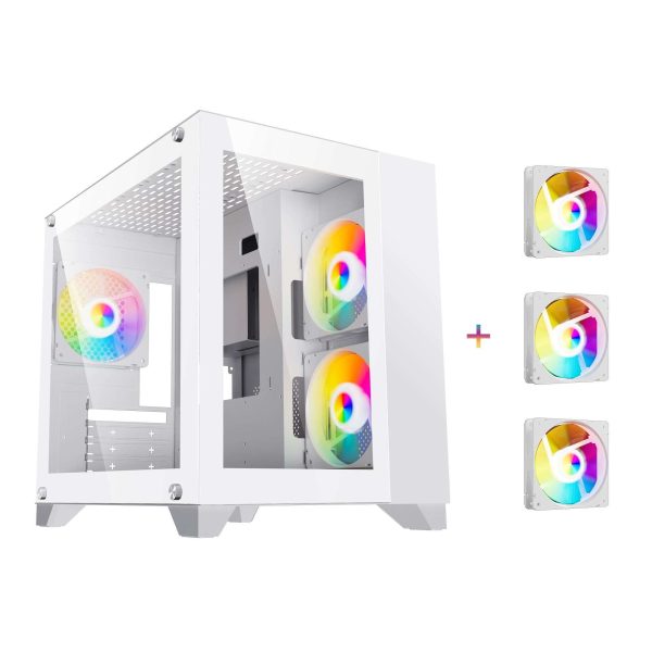 DIYPC Micro ATX Tower Black - ARGB-Q3 V2 (White)