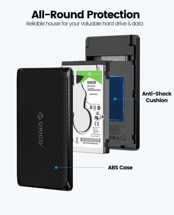ORICO 2.5'' HDD Enclosure USB C to SATA III 2.5inch 6Gbps High Speed HDD Enclosure for 7/9.5 mm HDD SSD Support UASP Up to 6TB - 2189C3