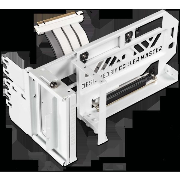 Cooler Master MasterAccessory Vertical Graphics Card Holder Kit V3 White with Premium Riser Cable PCI-E 4.0 x16 - 165mm, Compatibility PCIe 4.0 and older for E-ATX, ATX , Micro ATX Chassis (MCA-U000R-