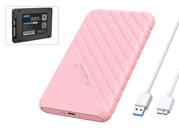 ORICO 3D NAND 1TB 2.5 Inch SATA III Internal SSD TLC 6Gbps Internal Solid State Drive with USB3.0 2.5 inch External Hard Drive Enclosure SATA 5Gbps - Pink