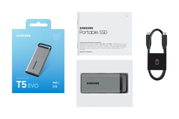 SAMSUNG T5 EVO Portable SSD 2TB Black, Up-to 460MB/s,  USB 3.2 Gen 1, Ideal use for Gamers & Creators,  External Solid State Drive (MU-PH2T0S/AM)