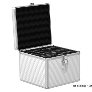 ORICO Aluminum Hand-held Multi-protection 5 Bay 3.5 inch HDD Protective Storage Carrying Box with Security Lock - Silver (BSC35-05) - ToughArmor 16 Bay
