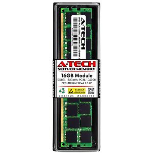 A-Tech 32GB (2x16GB) 2Rx4 PC3L-10600R DDR3 / DDR3L 1333 MHz ECC RDIMM 1.35V Registered DIMM 240-Pin Dual Rank x4 Server & Workstation RAM Memory Upgrade Kit - 16GB,DDR3L 1333 (PC3L 10600)