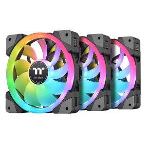 Thermaltake SWAFAN EX 12 RGB PC Cooling Fan, 3 Pack, 500 ~ 2000 RPM, Magnetic Connection, Reversable Blades, controller included, CL-F143-PL12SW-A
