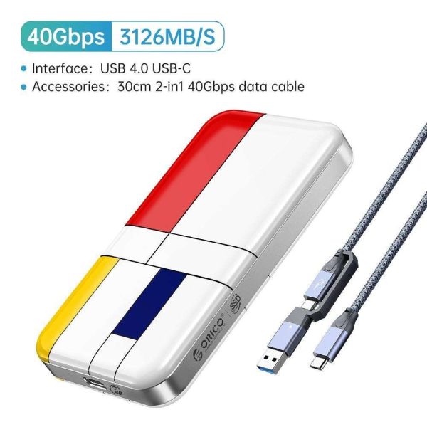 ORICO 512GB Portable External Hard Drive USB3.2 Gen2 USB-C Up to 1210MB/s 512GB USB 4.0 USB-C (40Gbps)