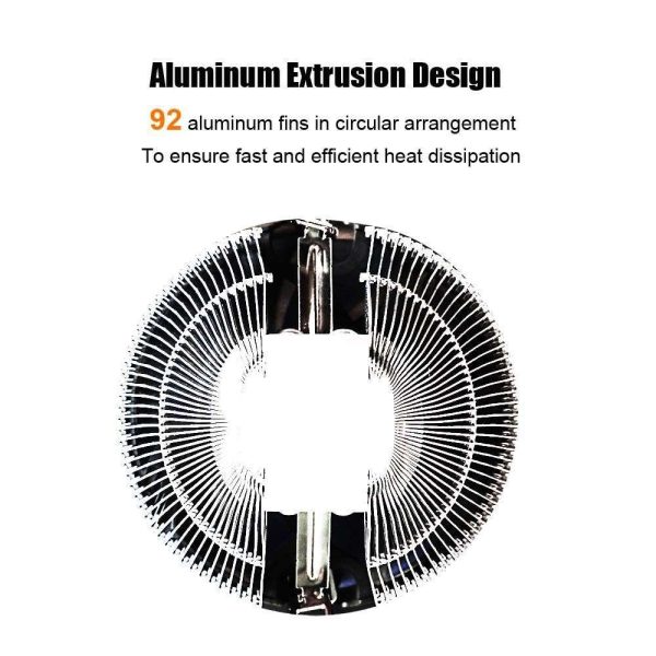CPU Cooler with Mounting Bracket for Intel Socket LGA1200/1150/LGA1151/LGA1155/LGA1156/LGA1356/LGA1366/LGA2011/LGA2011-3/LGA2066