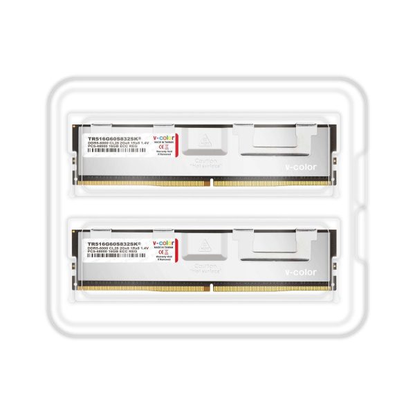 v-color DDR5 32GB (16GBx2) 6000MHz CL32 Overclocking R-DIMM SK hynix Original IC 1Rx8 1.4V ECC Registered DIMM Memory for W790 Workstation (Intel XMP) (TR516G60S832SK)