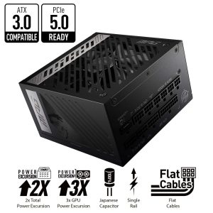 MSI - MPG A1000G PCIE 5.0, 80 GOLD Full Modular Gaming PSU, 12VHPWR Cable, 4080 4090 ATX 3.0 Compatible, 1000W Power Supply - MPG A750G PCIE5