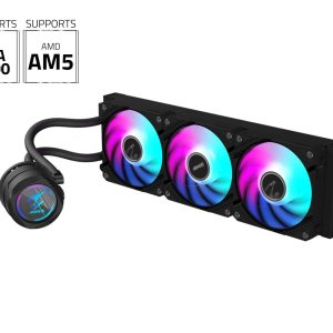 AORUS WATERFORCE II 240 Liquid CPU Cooler, 240mm Radiator with 2x 120mm low noise ARGB Fans, compatible with Intel LGA1700 and AMD AM5 (GP-AORUS WATERFORCE II 240 G2) - 3 Fan Slots (120 mm),Black,360mm AIO