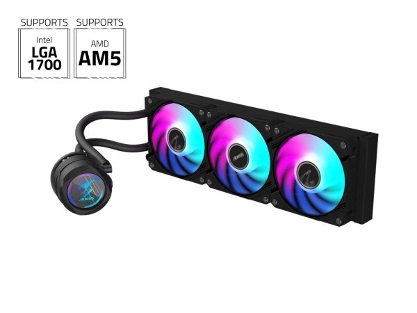 AORUS WATERFORCE II 240 Liquid CPU Cooler, 240mm Radiator with 2x 120mm low noise ARGB Fans, compatible with Intel LGA1700 and AMD AM5 (GP-AORUS WATERFORCE II 240 G2) - 3 Fan Slots (120 mm),Black,360mm AIO