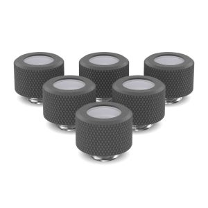 PrimoChill 14mm OD Rigid SX Fitting - 6 Pack - TX Matte Gun Metal