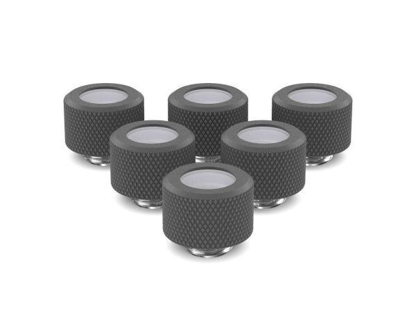 PrimoChill 14mm OD Rigid SX Fitting - 6 Pack - TX Matte Gun Metal