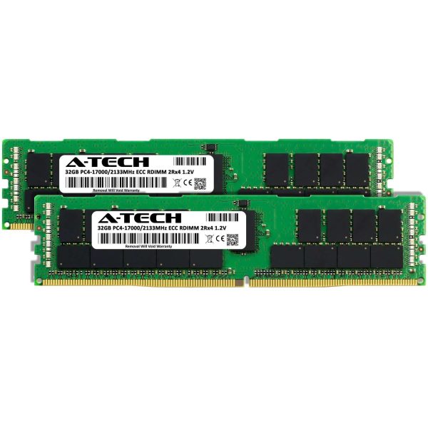 A-Tech 64GB (2x32GB) 2Rx4 PC4-17000R DDR4 2133 MHz ECC RDIMM Registered DIMM 288-Pin Dual Rank x4 Server & Workstation RAM Memory Upgrade Kit