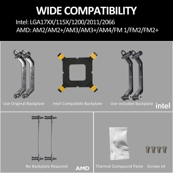 PANO-MOUNTS CPU Cooler Stock Air Cooling Fan with 120mm ARGB 4Pin PC PWM Fans 6 Heat Pipes TDP 210W for Intel LGA 1700 LGA 1200 LGA 1155 LGA 1151 AMD AM5/AM4