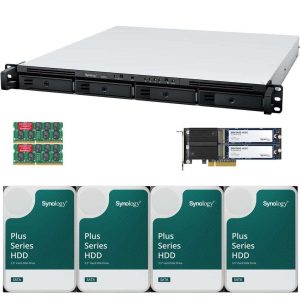 Synology RS822+ AMD Ryzen V1500B 4-Bay NAS 2GB RAM, 800GB (2x400GB) Cache, 16TB (4 x 4TB) of Synology Plus NAS Drives Fully Assembled and Tested By CustomTechSales - 8GB,48TB (4 x 12TB)