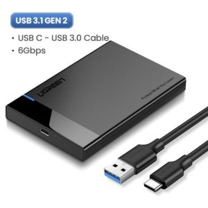 ESTONE 2.5-Inch SATA to USB 3.0 Tool-Free External Hard Drive Enclosure [Optimized for SSD, Support UASP SATA III] Black - USB Type-C