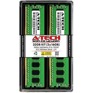 A-Tech 128GB (8x16GB) 2Rx8 PC4-19200R DDR4 2400 MHz ECC RDIMM Registered DIMM 288-Pin Dual Rank x8 Server & Workstation RAM Memory Upgrade Kit - 32GB (2 x 16GB)