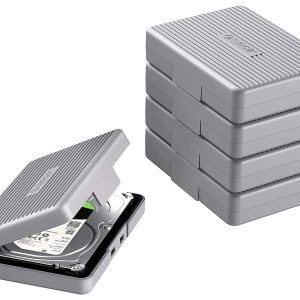 ORICO 2.5" HDD Storage Case Multi-Bay Storage 2.5 inch HDD Protection Box for Hard Drive with label Design Moisture proof - 5 Packs - Gray,3.5in,5-Bay