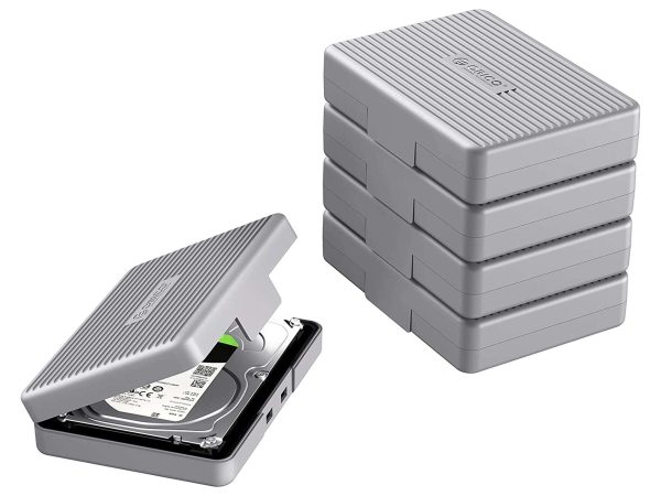 ORICO 2.5" HDD Storage Case Multi-Bay Storage 2.5 inch HDD Protection Box for Hard Drive with label Design Moisture proof - 5 Packs - Gray,3.5in,5-Bay