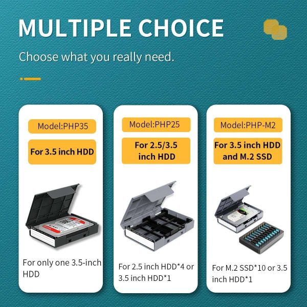 [ 5 Pack ]ORICO 5 PCS 2.5/ 3.5-inch Hard Drive HDD Protection Box Case Storage Case for Hard Drive(HDD) or SDD, Anti-Static/Anti-Shake/Water Resistant/Dust Resistant -5 PCS available