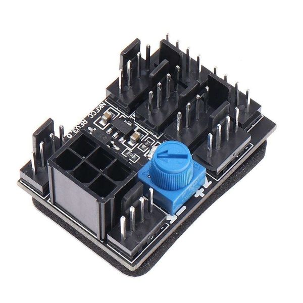 GPU 6Pin Powered PWM 4 Pin Fan Controller Hub 17A High-Power 8 Ports 4Pin CPU Case Cooler 12V Fan Speed Splitter Adapter w/ Dual Molex LP4 to PCIe 6-Pin Splitter Cable, - 2Pin & 3Pin Fan Compatible