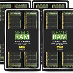 256GB Kit (4 x 64GB) DDR4-3200 PC4-25600 ECC Load Reduced Memory for ASRock Rack ROMED8-2T AMD EPYC Board by NEMIX RAM - 512GB (8 x 64GB)