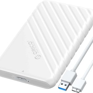 ORICO 2.5 inch External Hard Drive Enclosure USB3.0 to SATAIII 5Gbps HDD SSD Storage Case for 7mm 9.5mm SATA HDD SSD Max 6TB Support UASP protocols and TRIM - White,USB 3.0,1 Pack