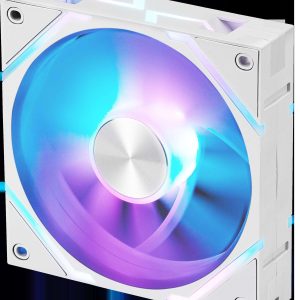 MSI MPG EZ120 ARGB-3B Fan - 120mm ARGB Fan, Patented Magnetic Connector Block, Daisy-Chain Connection, Fluid Dynamic Bearing + Extra nut Fixing, Fan hub, Mystic Light & Cooling Wizard Support, 3 Packs - White,Single Fan