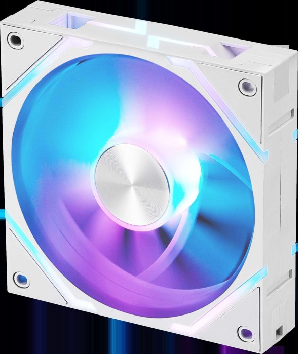 MSI MPG EZ120 ARGB-3B Fan - 120mm ARGB Fan, Patented Magnetic Connector Block, Daisy-Chain Connection, Fluid Dynamic Bearing + Extra nut Fixing, Fan hub, Mystic Light & Cooling Wizard Support, 3 Packs - White,Single Fan