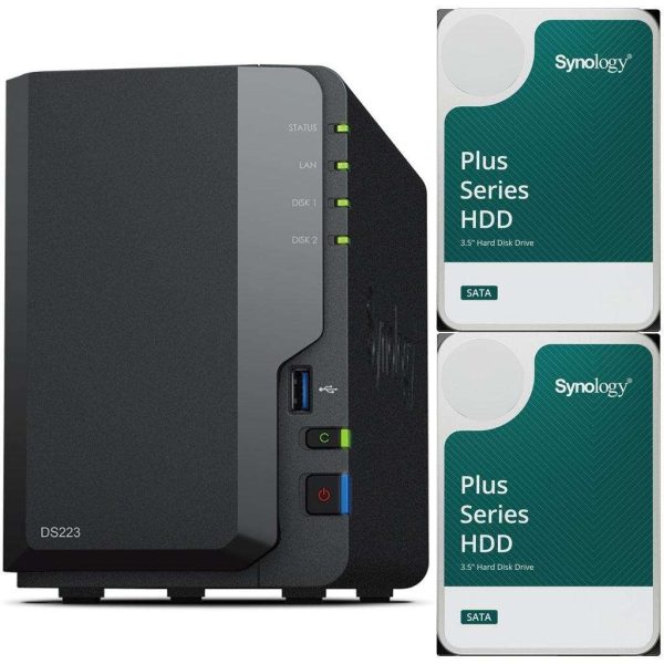 Synology DS223 2-Bay NAS, 2GB RAM, 16TB (2 x 8TB) of Synology Plus NAS Drives Fully Assembled and Tested By CustomTechSales