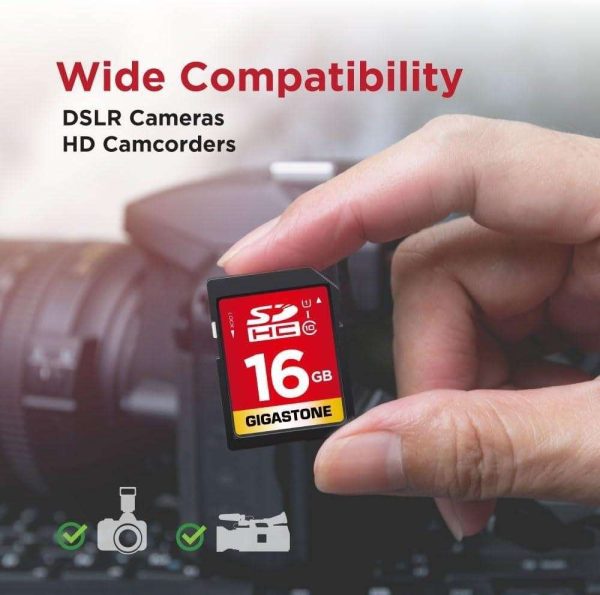 GIGASTONE 16GB SD Card UHS-I U1 Class 10 SDHC Memory Card High-Speed Full HD Video Canon Nikon Sony Pentax Kodak Olympus Panasonic Digital Camera