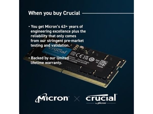 Crucial 32GB (2 x 16GB) 262-Pin DDR5 SO-DIMM DDR5 5600 Laptop Memory Model CT2K16G56C46S5