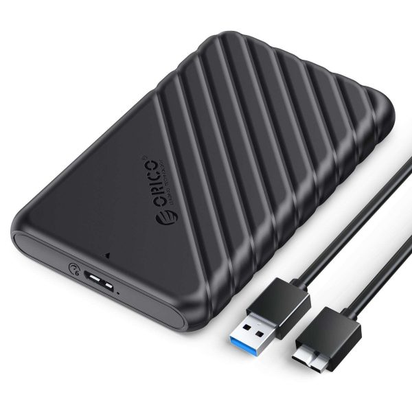 ORICO 2.5 inch External Hard Drive Enclosure USB3.0 to SATAIII 5Gbps HDD SSD Storage Case for 7mm 9.5mm SATA HDD SSD Max 6TB Support UASP protocols and TRIM - Black,USB 3.0,1 Pack