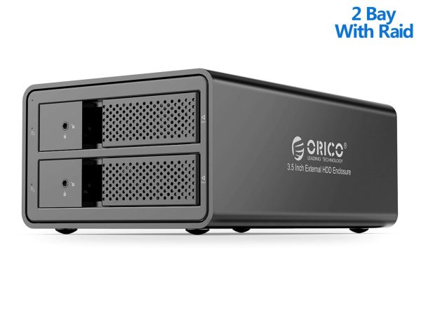 ORICO Tool-free USB 3.0 to SATA 5 Bay External 3.5-inch SATA SDD Hard Drive Enclosure with Safety Lock for Laptop PC Mac OS [Without RAID Function] -9558U3 - Single HDD,2 Bay w/ Raid 9528RU3