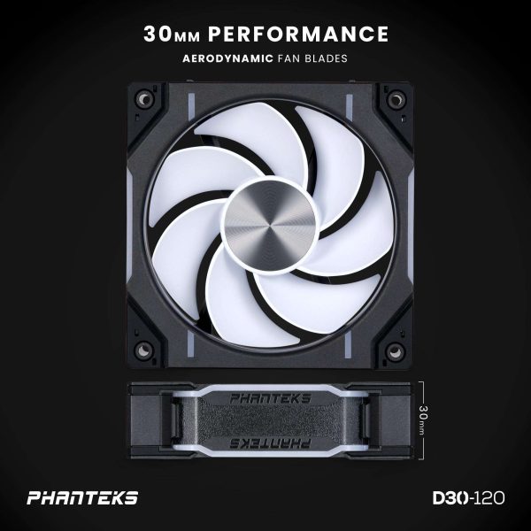 Phanteks D30-120 DRGB PWM FAN 3Pack, Reverse Airflow Model, Premium D-RGB Performance Fans, Halos lighting Effect, ARGB/DRGB lighting, Daisy-chain Fan Linking system, Black, 3Pack