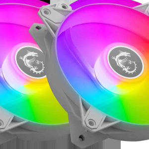 MSI MPG F120 ARGB-3B 120mm PWM Addressable RGB LED Case Fan Black - Anti-Vibration Fan Gasket - Hydraulic Bearing  - 600 ~ 1200 RPM - 3 Packs - White,Dual Fans