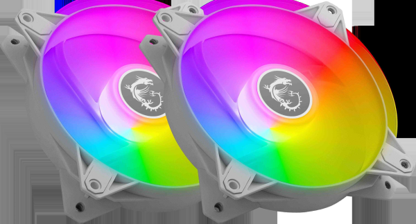 MSI MPG F120 ARGB-3B 120mm PWM Addressable RGB LED Case Fan Black - Anti-Vibration Fan Gasket - Hydraulic Bearing  - 600 ~ 1200 RPM - 3 Packs - White,Dual Fans