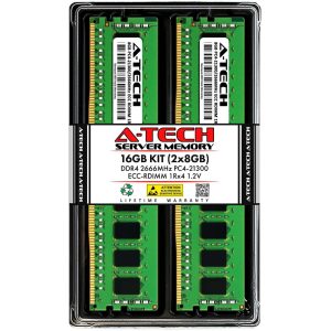 A-Tech 8GB 1Rx4 PC4-21300R DDR4 2666 MHz ECC RDIMM Registered DIMM 288-Pin Single Rank x4 Server & Workstation RAM Memory Upgrade Module - 16GB (2 x 8GB)