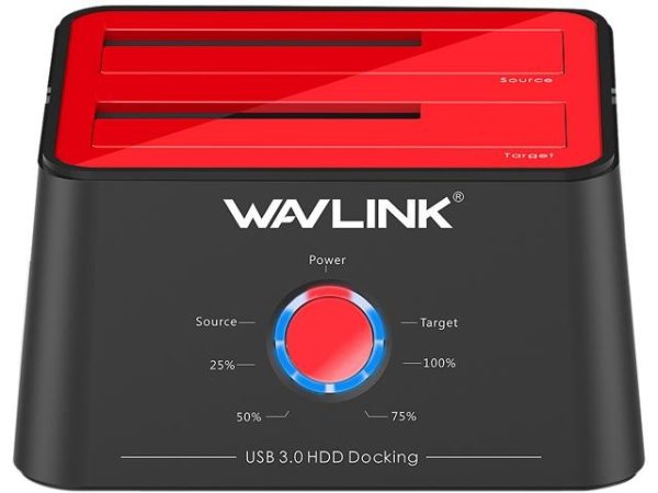 Wavlink USB 3.0 to SATA I/II/II Dual Bay External Hard Drive Docking Station for 2.5" 3.5" SATA HDD/SSD Enclosure 2x 16TB Hard Drive Enclosure With UASP, Support Offline Clone Duplicator, Auto Sleep - Red,Dual HDD,2 Bay USB 3.0 w/UASP & SATA III
