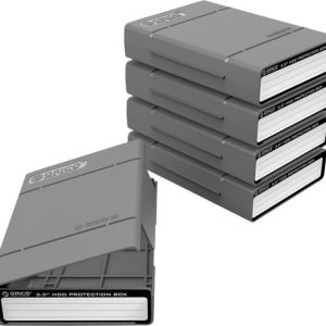 [ 5 Pack ]ORICO 3.5-inch Hard Drive HDD Protection Box Case Storage Case for Hard Drive(HDD) or SDD, Anti-Static/Anti-Shake/Water Resistant/Dust Resistant -Gray
