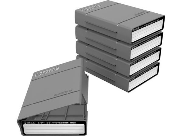 [ 5 Pack ]ORICO 3.5-inch Hard Drive HDD Protection Box Case Storage Case for Hard Drive(HDD) or SDD, Anti-Static/Anti-Shake/Water Resistant/Dust Resistant -Gray